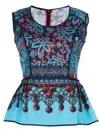 Linda Farrow Floral Print Peplum Top In Blue
