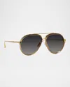 Linda Farrow Francisco 18k Gold-plated Titanium Aviator Sunglasses In Gold