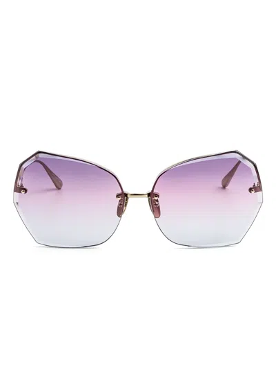 Linda Farrow Geometric-frame Sunglasses In Gold