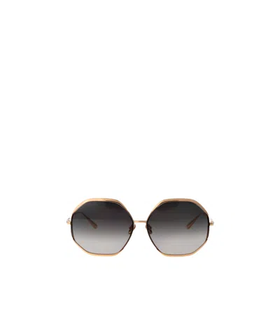 Linda Farrow Geometric Frame Sunglasses In Gold