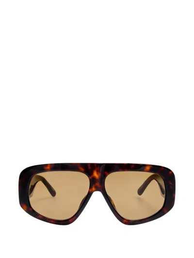Linda Farrow Geometric Sunglasses In Brown