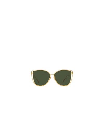 Linda Farrow Geometric Sunglasses In Yellowgold/green