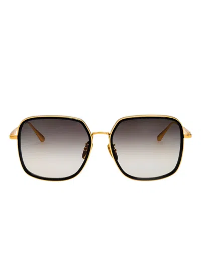 Linda Farrow Gold-frame Squared Sunglasses In Black