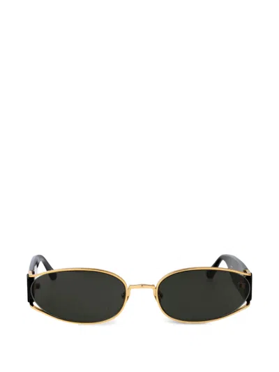 Linda Farrow Gold-tone Oval-frame Sunglasses In Blue