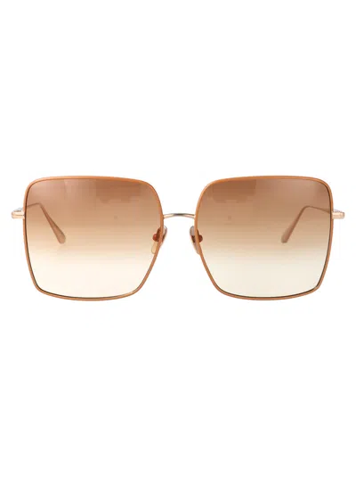 Linda Farrow Sunglasses In Tobacco/lightgold/camelgrad