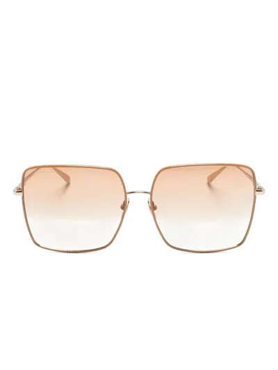 Linda Farrow Hino Square-frame Sunglasses In Gold
