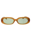 Linda Farrow Honey Yellow Gold Green Acetate Sunglasses In Brown