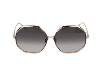 Linda Farrow Irregualr Frame Sunglasses In Gold