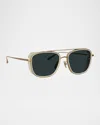Linda Farrow Jarvis 18k Gold-plated Titanium Aviator Sunglasses In White