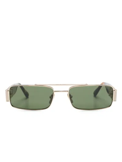 Linda Farrow Joey Rectangle-frame Sunglasses In Gold
