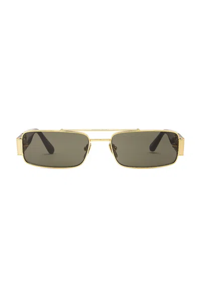Linda Farrow Joey Sunglasses In Yellow Gold  Black  & Grey