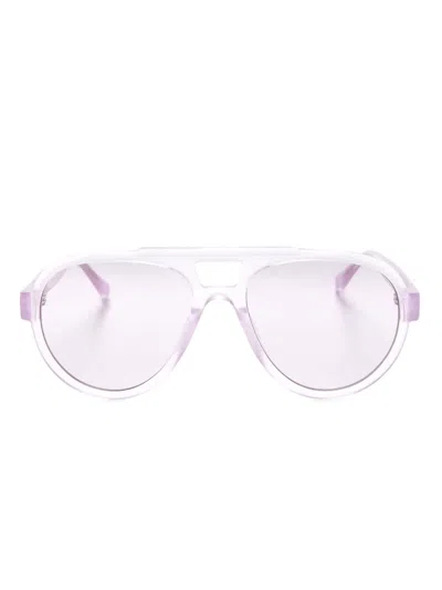 Linda Farrow Jurgen Navigator-frame Sunglasses In Purple