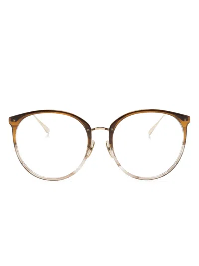 Linda Farrow Kings Round-frame Glasses In Brown