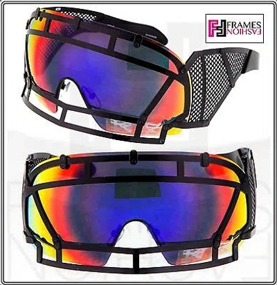 Pre-owned Linda Farrow Ktz X  Football Helmet Sunglasses Black Steel Orange Mirrored Ktz1 In Orange Revo