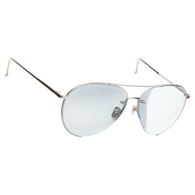 Linda Farrow Lfl624/6 Lens Cut Out Aviator Sunglasses In Silver