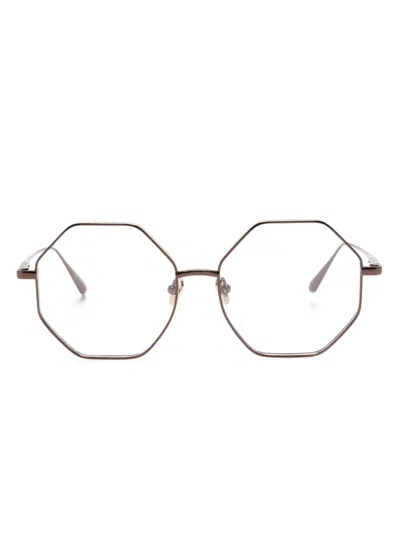 Linda Farrow Lianas Brille Mit Geometrischem Gestell In Brown