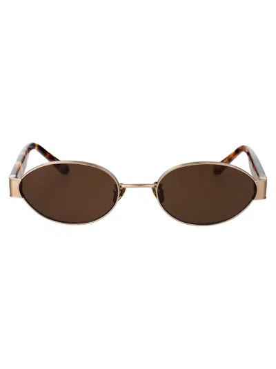 Linda Farrow Lightgold Titanium Sunglasses In Brown