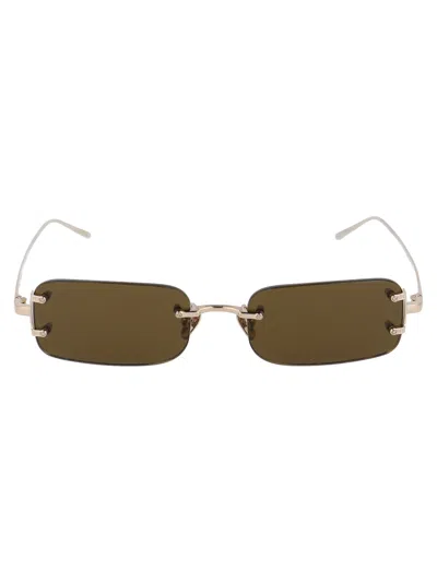 LINDA FARROW LINDA FARROW LIGHTGOLD/BROWN TITANIUM SUNGLASSES