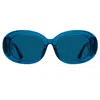 Linda Farrow Lina Oval Sunglasses In Blue