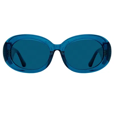 Linda Farrow Lina Oval Sunglasses In Blue