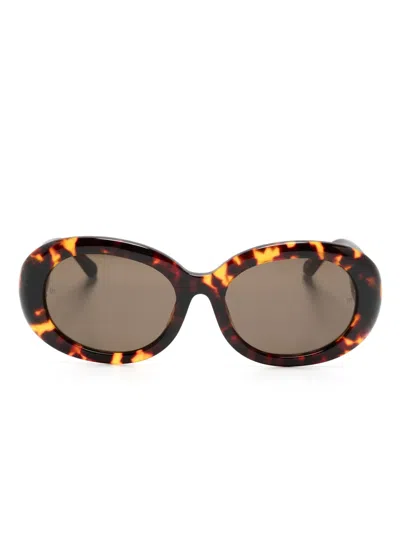 Linda Farrow Lina Round-frame Sunglasses In Brown