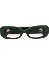 Linda Farrow Eckige Sonnenbrille Mit Logo-schild In Green