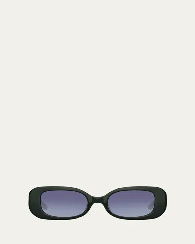 LINDA FARROW LOLA RECTANGLE ACETATE & NYLON SUNGLASSES