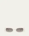 Linda Farrow Lola Rectangle Acetate & Nylon Sunglasses In White/ Light Gold/ Grey Grad