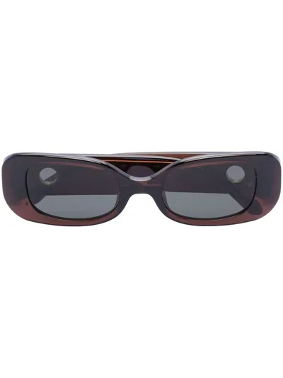 Linda Farrow Lola Rectangle-frame Sunglasses In Braun