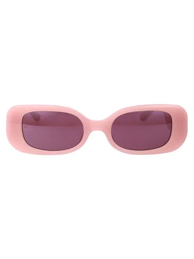 Linda Farrow Lola Rectangular Frame Sunglasses In Pink