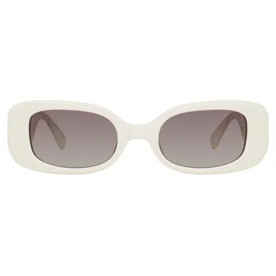 Linda Farrow Lola Rectangular Sunglasses In In White