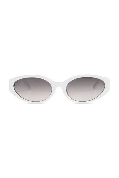 Linda Farrow Lyra Oval Frame Sunglasses In White