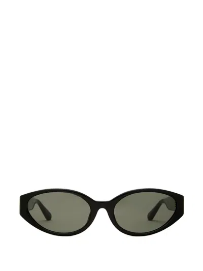 Linda Farrow Lyra Oval-frame Sunglasses In Black