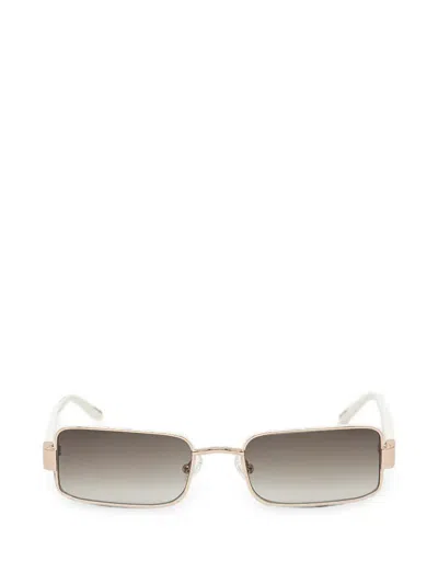 Linda Farrow Magda Rectangle-frame Sunglasses In Gold