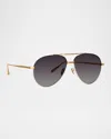 Linda Farrow Marcelo 18k Gold-plated Titanium Aviator Sunglasses In Gold