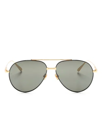 Linda Farrow Marcelo Pilot-frame Sunglasses In Gold
