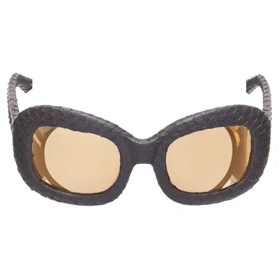 Linda Farrow Matte Scaled Ame Reflective Oversized Sunglasses In Black