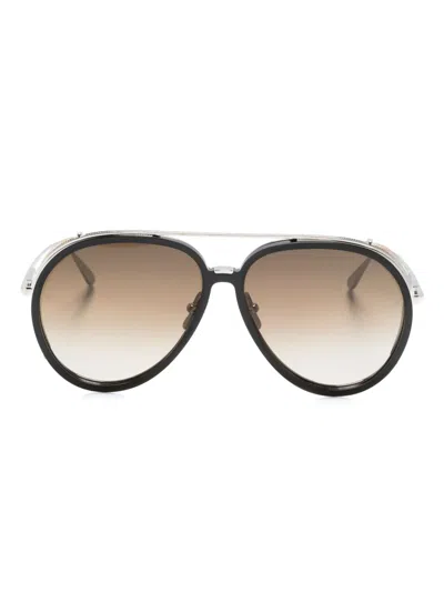 Linda Farrow Maverick Pilotenbrille In Black