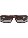 Linda Farrow Mya Rectangle-frame Sunglasses In Brown