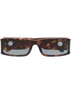 Linda Farrow Mya Rectangle-frame Sunglasses In Brown
