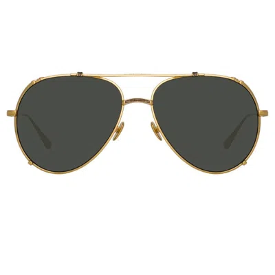 Linda Farrow Newman Aviator Sunglasses In Y
