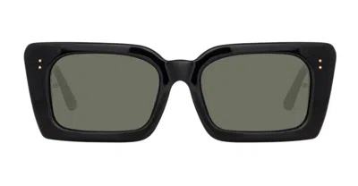 Linda Farrow Nieve - Black / Yellow Gold Sunglasses