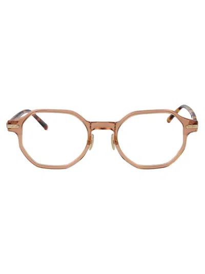 Linda Farrow Axis Glasses In Crystal Pink Havana