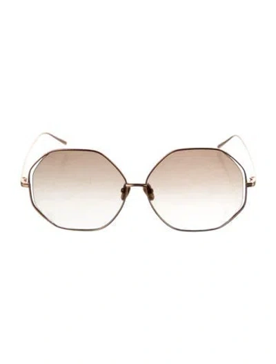 Pre-owned Linda Farrow Oversize Gradient Sunglasses In Gold