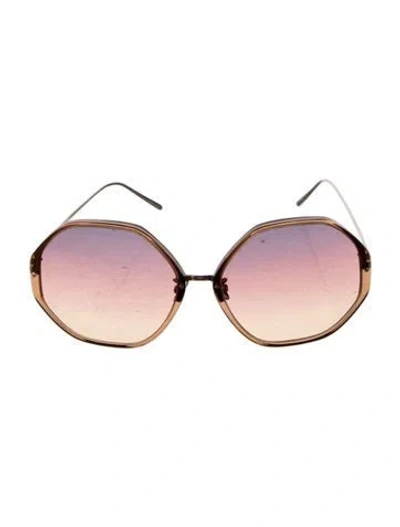 Pre-owned Linda Farrow Oversize Gradient Sunglasses W/ Tags In Gold