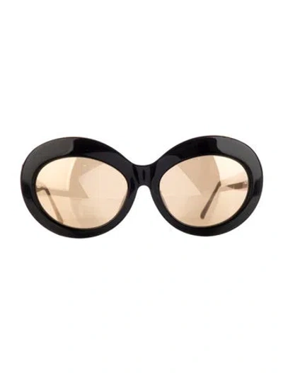 Pre-owned Linda Farrow Oversize Mirrored Sunglasses In Black