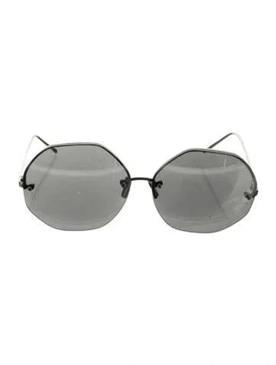 Pre-owned Linda Farrow Oversize Mirrored Sunglasses In Silver