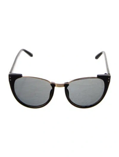 Pre-owned Linda Farrow Oversize Tinted Sunglasses In Black/gold