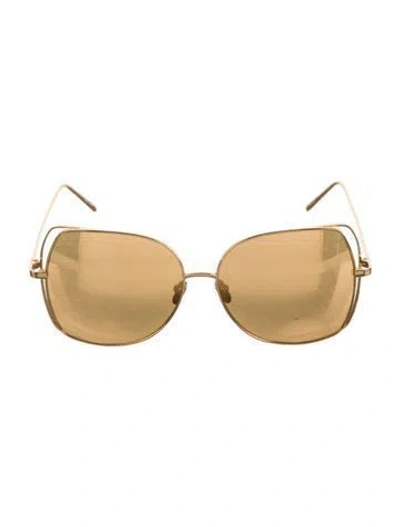 Pre-owned Linda Farrow Oversize Tinted Sunglasses W/ Tags In Gold/metallic