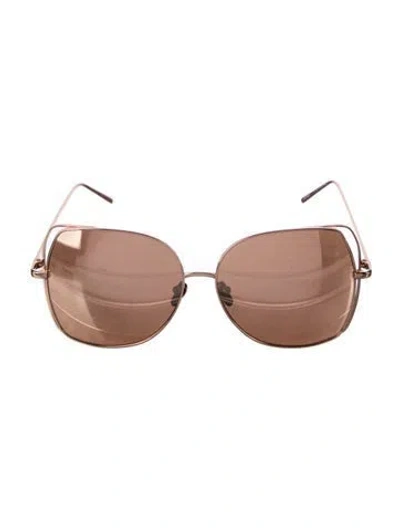 Pre-owned Linda Farrow Oversize Tinted Sunglasses W/ Tags In Gold/pink